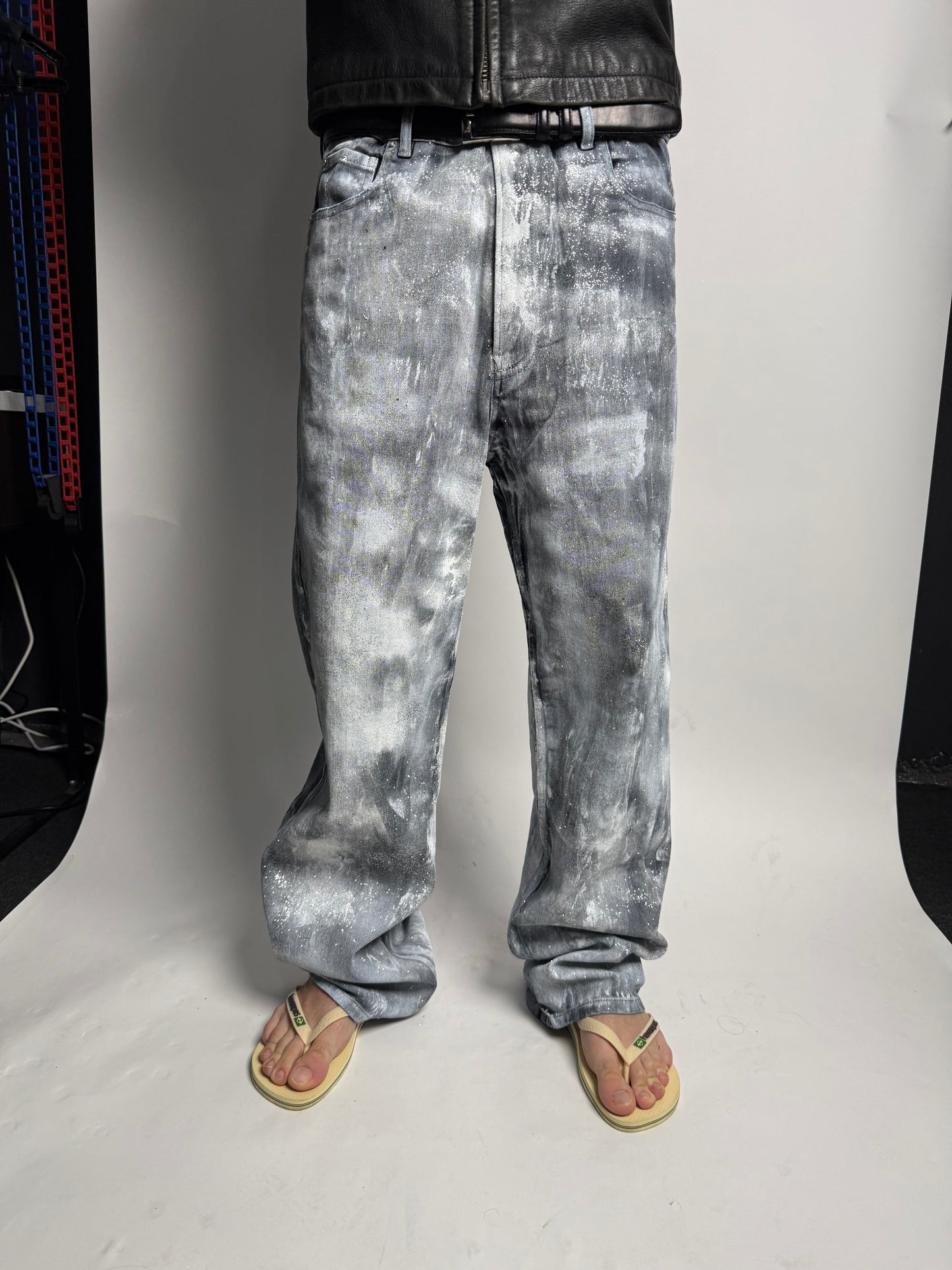 Cracked Paint Glitter Denim