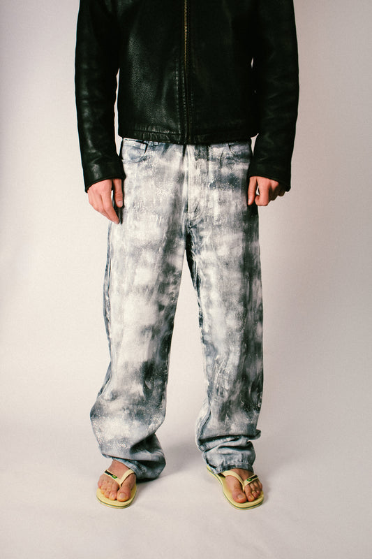 Cracked Paint Glitter Denim