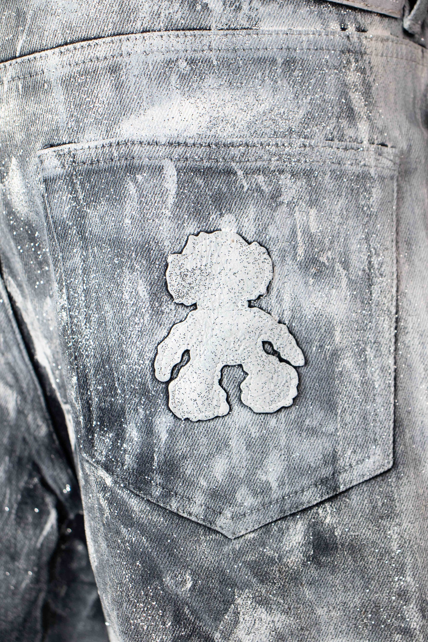 Cracked Paint Glitter Denim