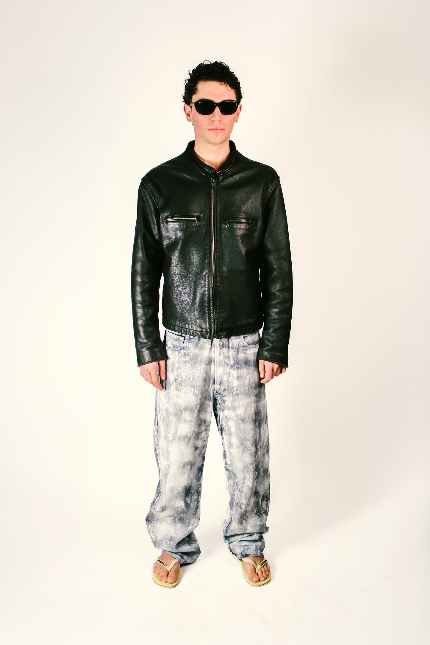 Cracked Paint Glitter Denim